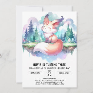 Invitation Whimsy Dreamy Fox Anniversaire numérique