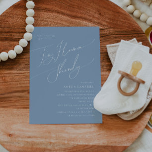 Invitation Whimsy Dusty Bleu Baby shower humain minuscule