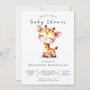 Invitation Whimsy Editable Giraffe Baby shower