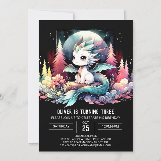 Invitation Whimsy Elegant Dragon Anniversaire (Devant)