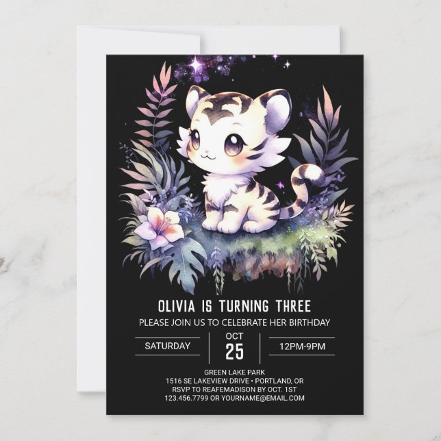 Invitation Whimsy Elegant Tiger Anniversaire (Devant)