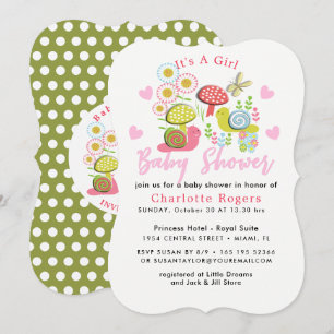 Invitation Whimsy Fairy Tale Spring Garden Baby Girl Douche