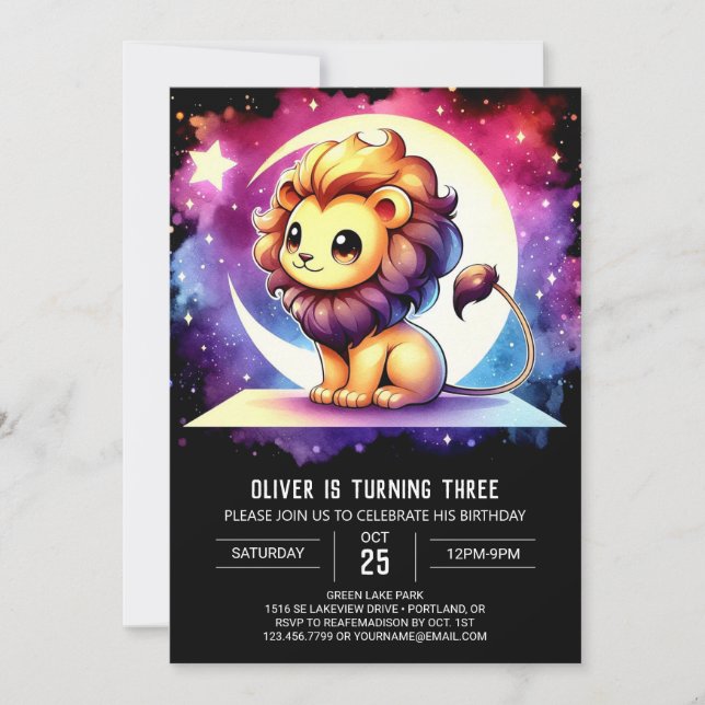 Invitation Whimsy Fun Lion Anniversaire (Devant)