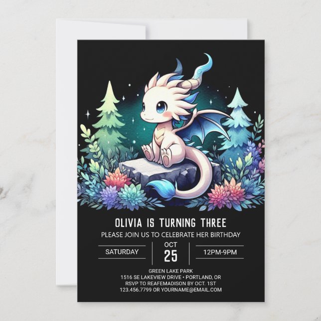 Invitation Whimsy Imaginaire Dragon Anniversaire (Devant)