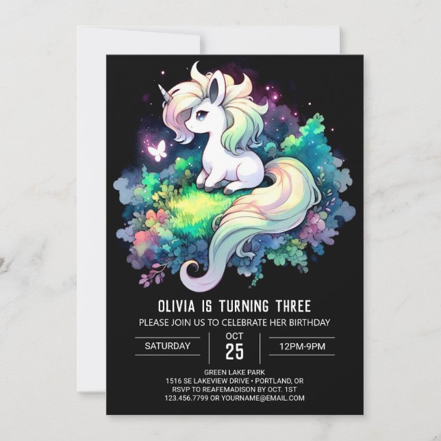 Invitation Whimsy Imaginaire Horse Anniversaire (Devant)