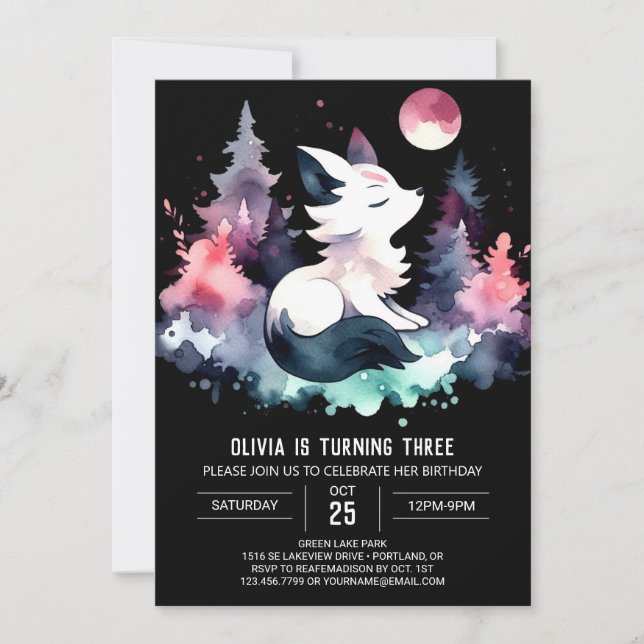 Invitation Whimsy Imaginaire Wolf Anniversaire (Devant)