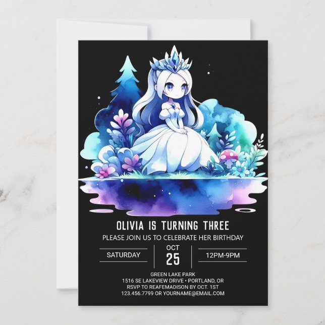 Invitation Whimsy Kids Princess Anniversaire (Devant)