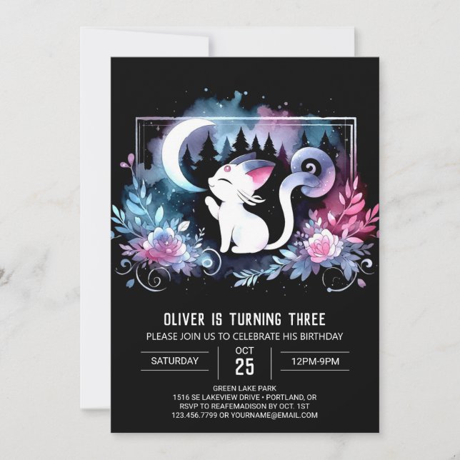 Invitation Whimsy Kitten Chat Anniversaire (Devant)