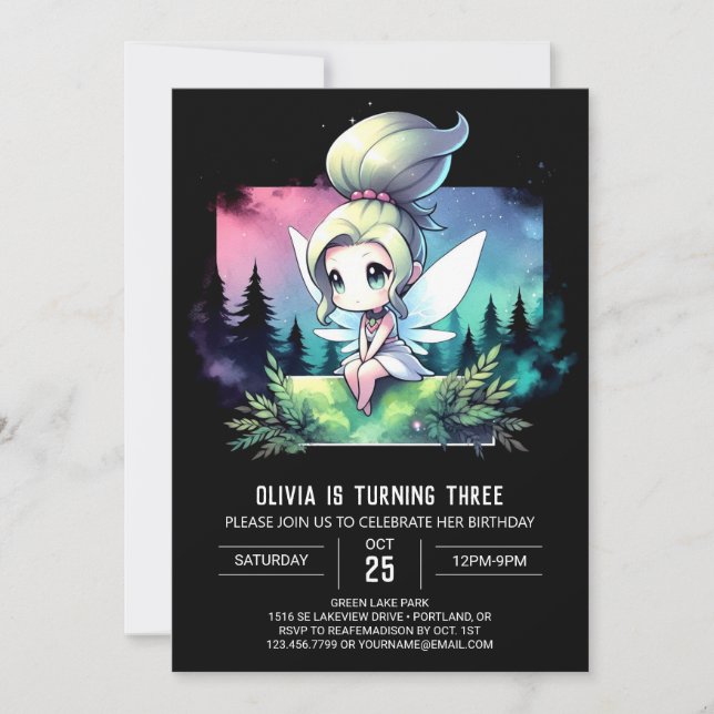 Invitation Whimsy Little Fairy Anniversaire (Devant)