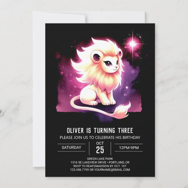 Invitation Whimsy Little Lion Anniversaire (Devant)