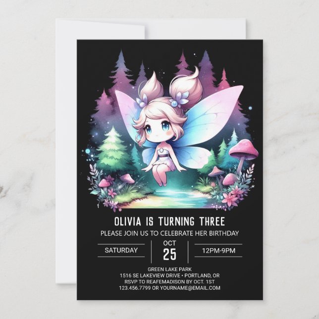 Invitation Whimsy moderne Fairy Anniversaire (Devant)