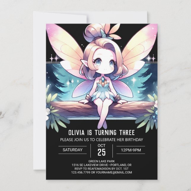 Invitation Whimsy Pastel Fairy Anniversaire (Devant)