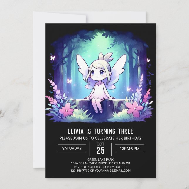 Invitation Whimsy Printable Fairy Anniversaire (Devant)