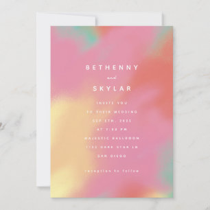 Invitation Whimsy rose et Turquoise