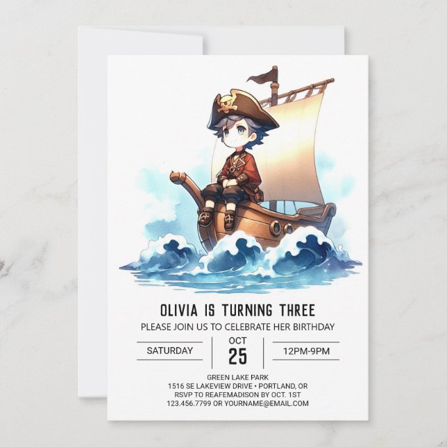 Invitation Whimsy Sweet Pirate Anniversaire (Devant)