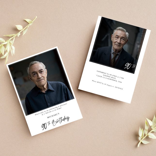 Invitation Whimsy Typographie Ninety 2 Photo 90th Birthday (Créateur téléchargé)