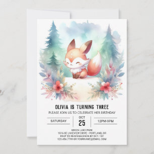Invitation Whimsy Woodland Fox Anniversaire numérique
