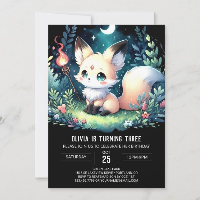 Invitation Whimsy Woods Fox Anniversaire (Devant)