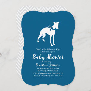 Invitation Whippet Chien Baby shower Garçon bleu