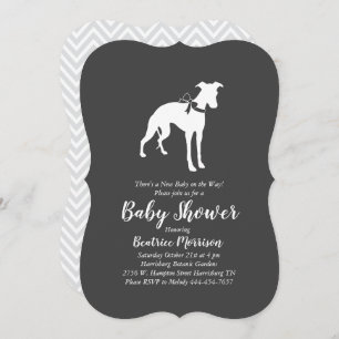 Invitation Whippet Chien Baby shower neutre