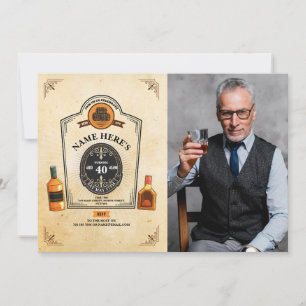 Invitation Whiskey Birthday Agé à Perfection Photo Mens