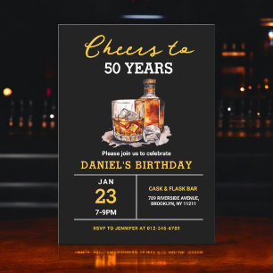 Invitation Whiskey Bourbon à 50 ans fête d'anniversaire