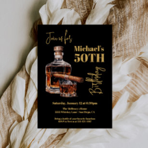 Invitation Whiskey Bourbon et Cigar Anniversaire