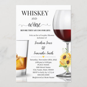 Invitation Whiskey de tournesol et vin avant de prendre une d