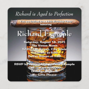 Invitation Whiskey et Cigar Birthday Party