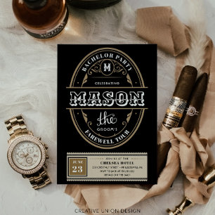 Invitation Whiskey Étiquette Bachelor Party
