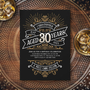 Invitation Whiskey Vintage Mens 30e anniversaire
