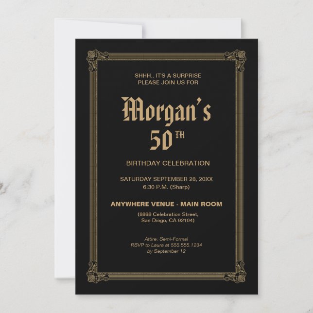 Invitation Whisky 50e Anniversaire Surprise Noir O (Devant)