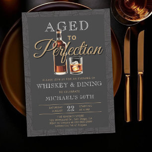 Invitation Whisky Vieilli à la Perfection Élégant 50e Anniver
