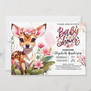 Invitation Whispering Woods of Deer Baby Girl Douche