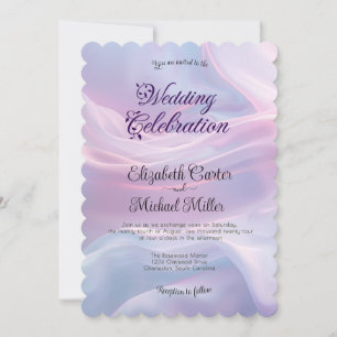 Invitation Whispers of Silk : Dreamy Pastel Waves Pink Blue