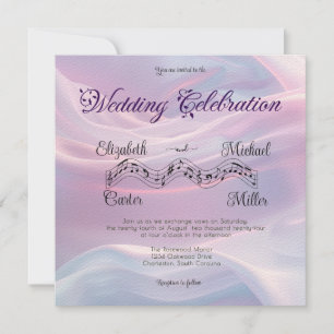 Invitation Whispers of Silk : Dreamy Pastel Waves Pink Blue