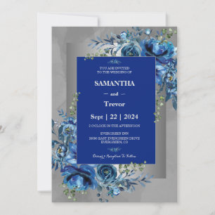 Invitation Whispers of Silver, Blooms of Blue Mariage Palette