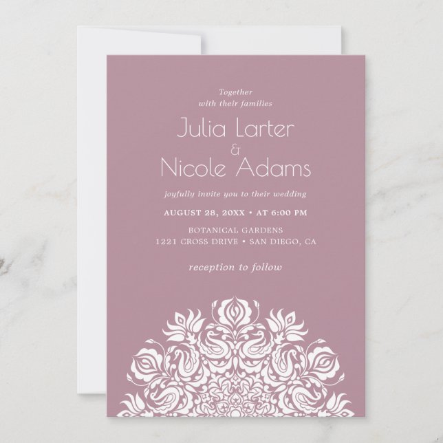 Invitation Whispers Swan Birds Lotus Flowers Mandala Wedding (Devant)
