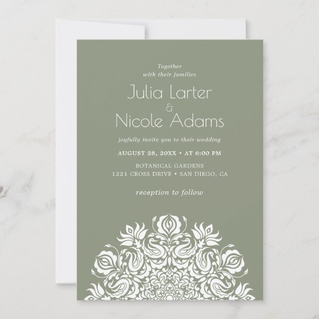 Invitation Whispers Swan Birds Lotus Flowers Mandala Wedding (Devant)