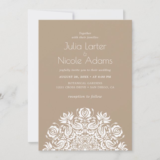 Invitation Whispers Swan Birds Lotus Flowers Mandala Wedding (Devant)