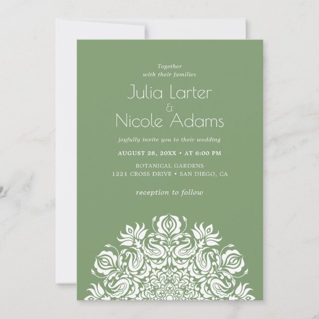 Invitation Whispers Swan Birds Lotus Flowers Mandala Wedding (Devant)