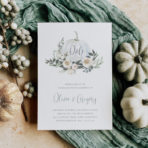 Invitation White Automne Citrouille Green Engagement Party