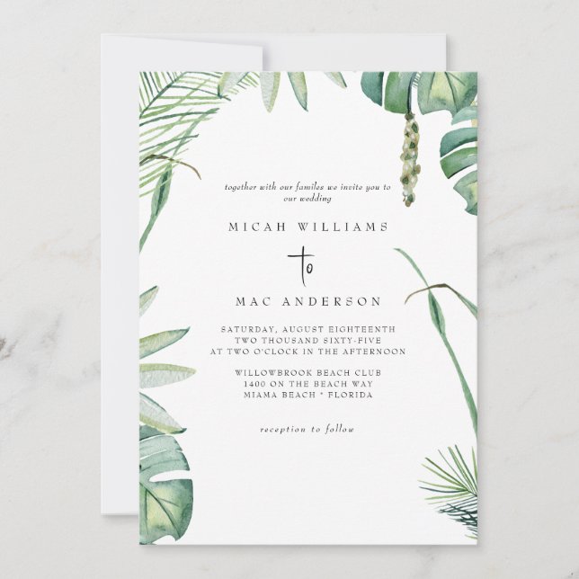Invitation White Beach Tropics Pas de parents Mariage II (Devant)