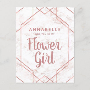 Invitation White Blush Marble Rose Gold Flower Proposition