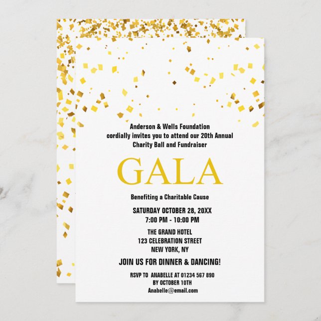 Invitation White Charity Ball Parti de collecte de fonds d'en (Devant / Derrière)