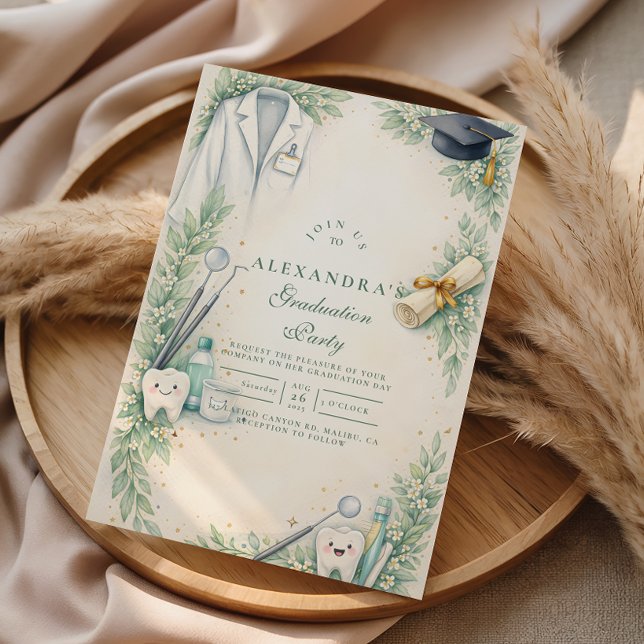 Invitation White Coat Dentist Graduation Celebration (Créateur téléchargé)