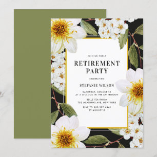 Invitation White Dahlia et Spirea Botanical Retirement Party
