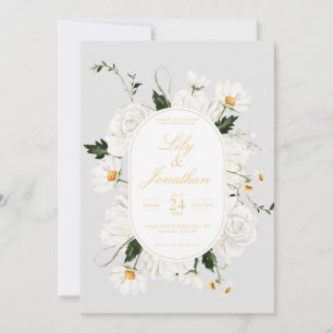 Invitation White Daisey et Mariage Rose
