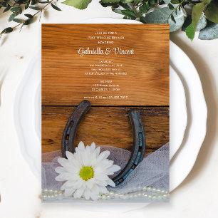 Invitation White Daisy Horseshoe Western Post Mariage Brunch