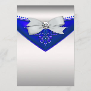 Invitation White Diamond Royal Blue Anniversaire Fête Invitat